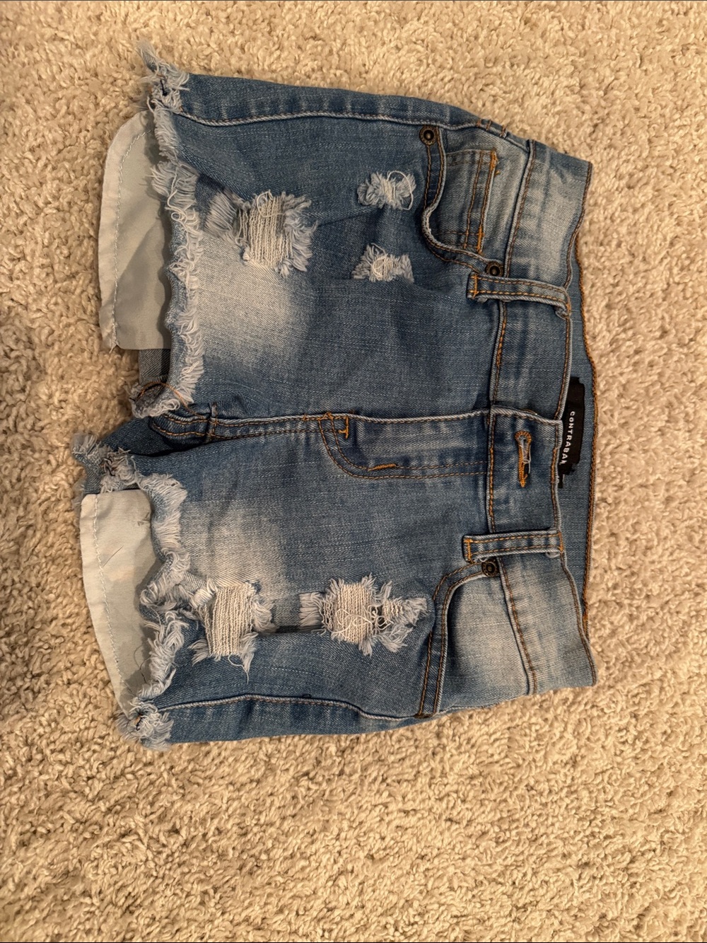 Girls Light Blue Distressed Denim Shorts